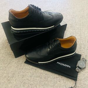 MAGNANNI Men’s Boltisburg Deport Leather Sneakers - Color: Black - Size: 11
